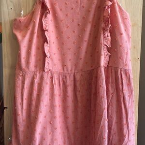Doe & Rae Pink Ruched Sundress Sleeveless Casual